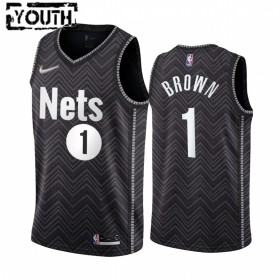 Barn Brooklyn Nets Tröja Bruce Brown 1 2020-21 Earned Edition Swingman